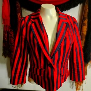 Red and Dark Blue striped Jacket